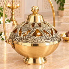 Brass Dhoop Dani & Incense Holder (5 Inch)