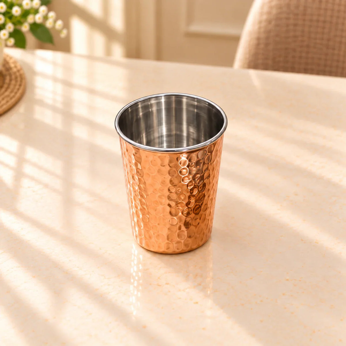Copper/Brass Hammered Thali/Dinner Set