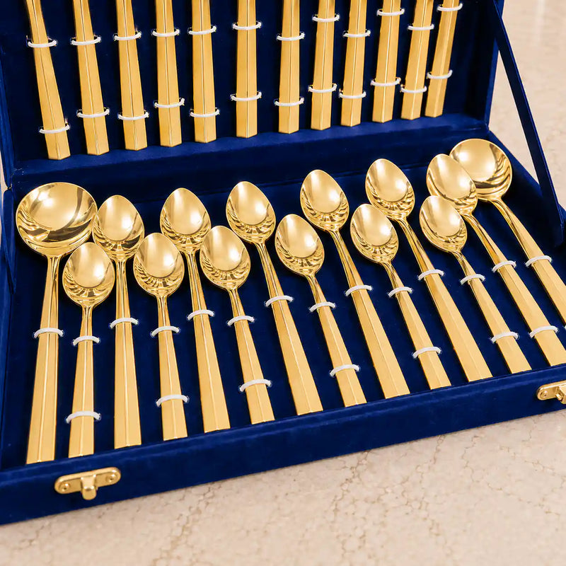 Brass Cutlery Flatware Set With Velvet Gift Box