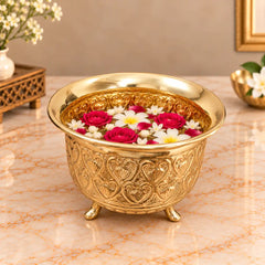 Brass Multipurpose Decorative Bowl with Legs (6 Inch)