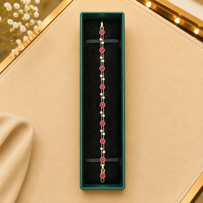 Thin Linear CZ Tennis Bracelet for Women | Gold-Tone Clasp, Gift Box