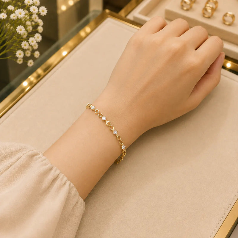 White CZ Tennis Bracelet for Women | Heart, Pear & Round Cut Stones