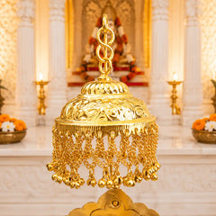 Handcrafted Brass Singhasan with Dome for Laddu Gopal