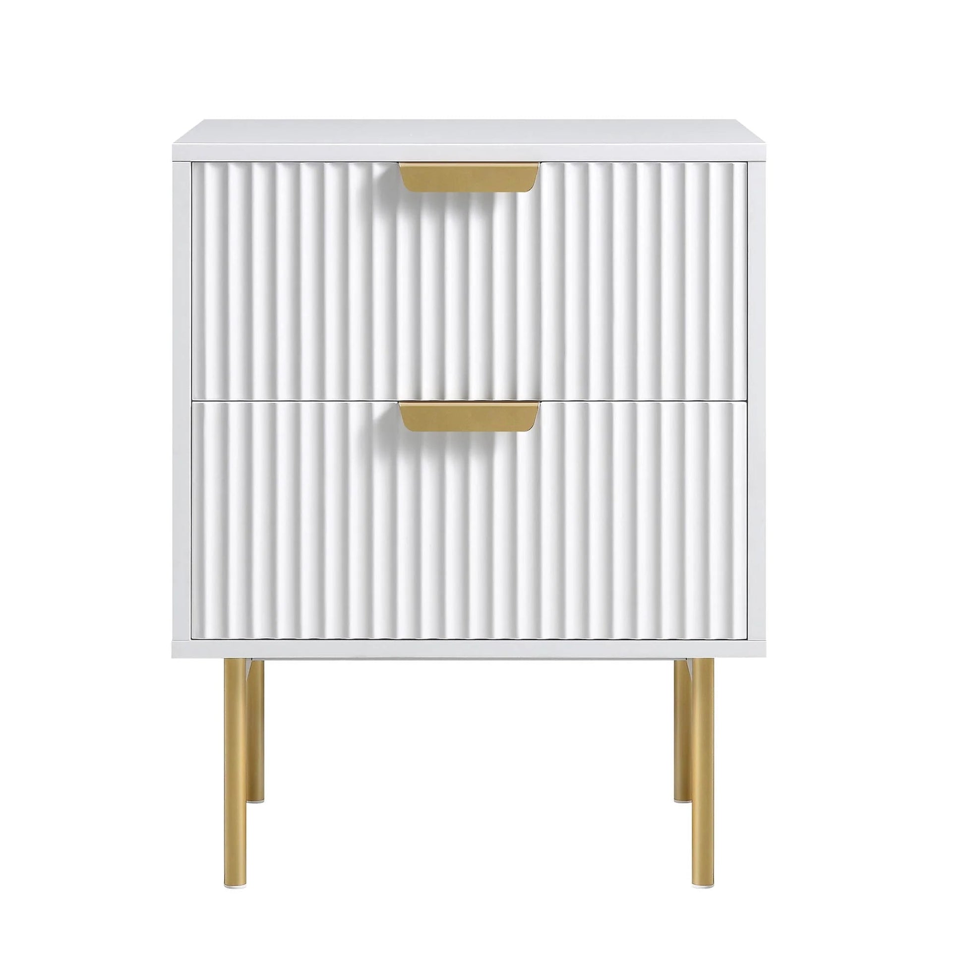 Velin Ridged 2 Drawer Bedside Table