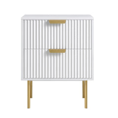Velin Ridged 2 Drawer Bedside Table