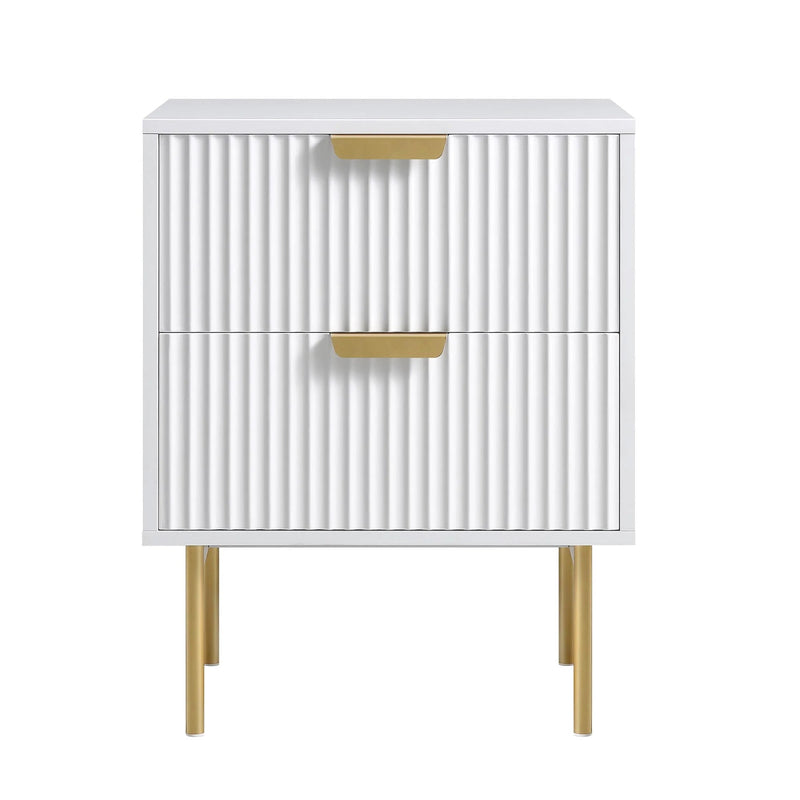Velin Ridged 2 Drawer Bedside Table