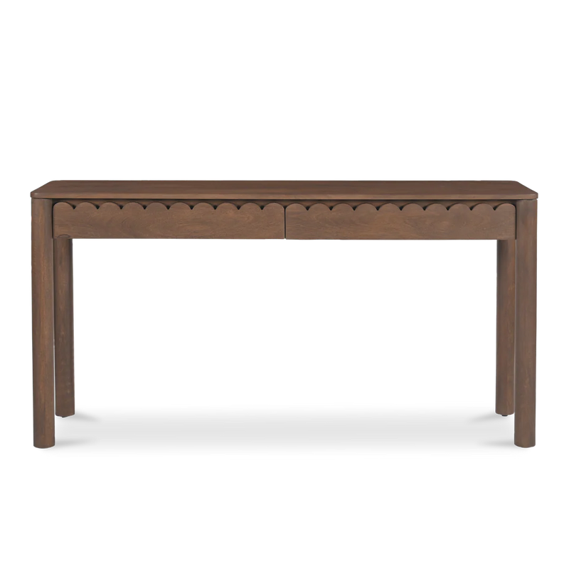 Indiana Scalloped Edge Solid Wood Console Table – Modern Minimalist Design