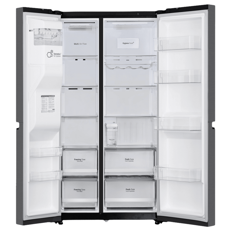 LG 630 Litres 3 Star Frost Free Side by Side Door Smart Wifi Enabled Refrigerator with Multi Air Flow (GL-L257CMC3, Matt Black)