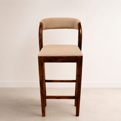 Sierra Solid Sheesham Wood Upholstered Bar Chair with Curved Backrest