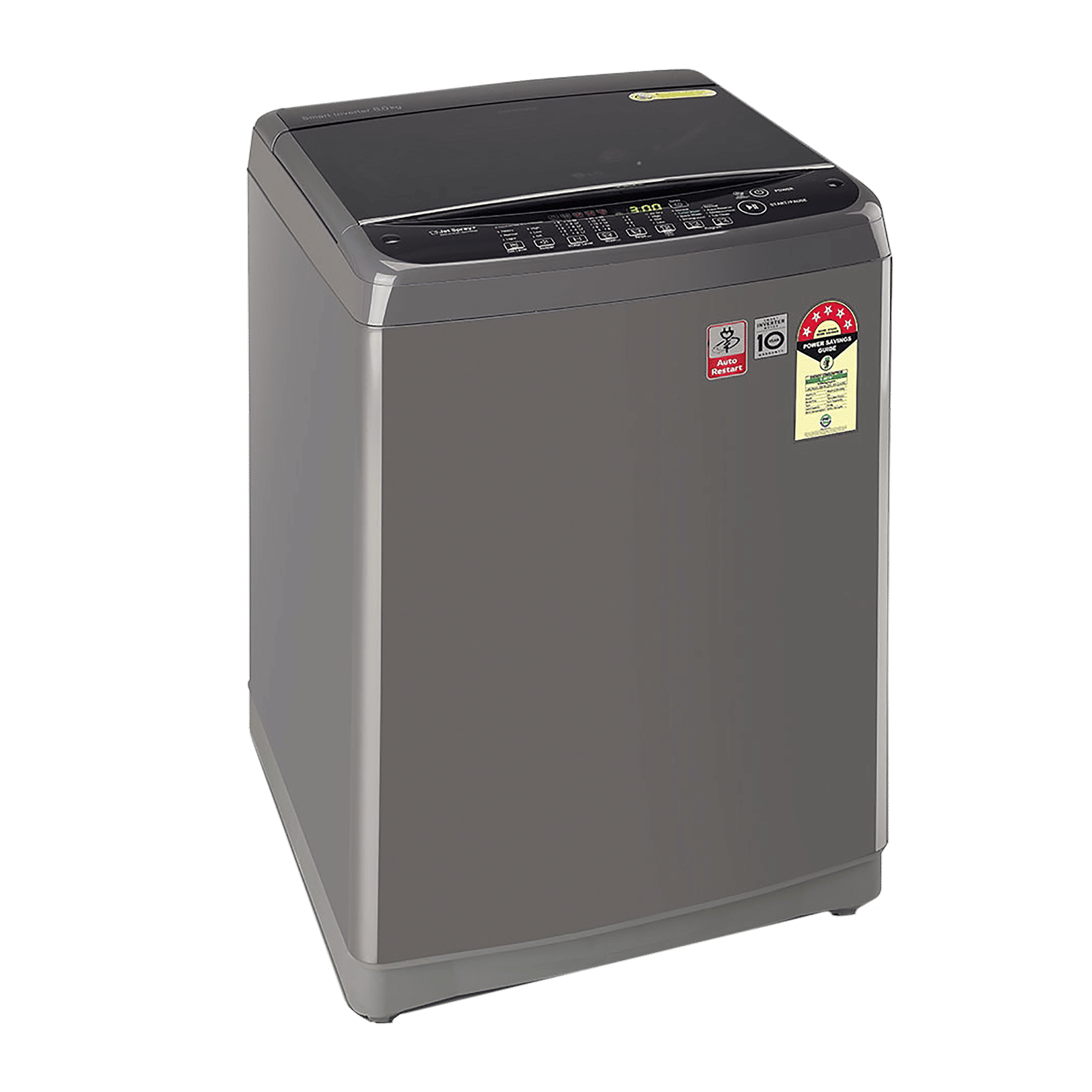 LG 8 kg 5 Star Inverter Fully Automatic Top Load Washing Machine (T80AJMB1Z.ABMQEIL, Stainless Steel Tub, Middle Black)