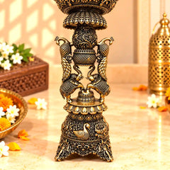 Brass Lightweight Peacock Samai/Lamp Pair