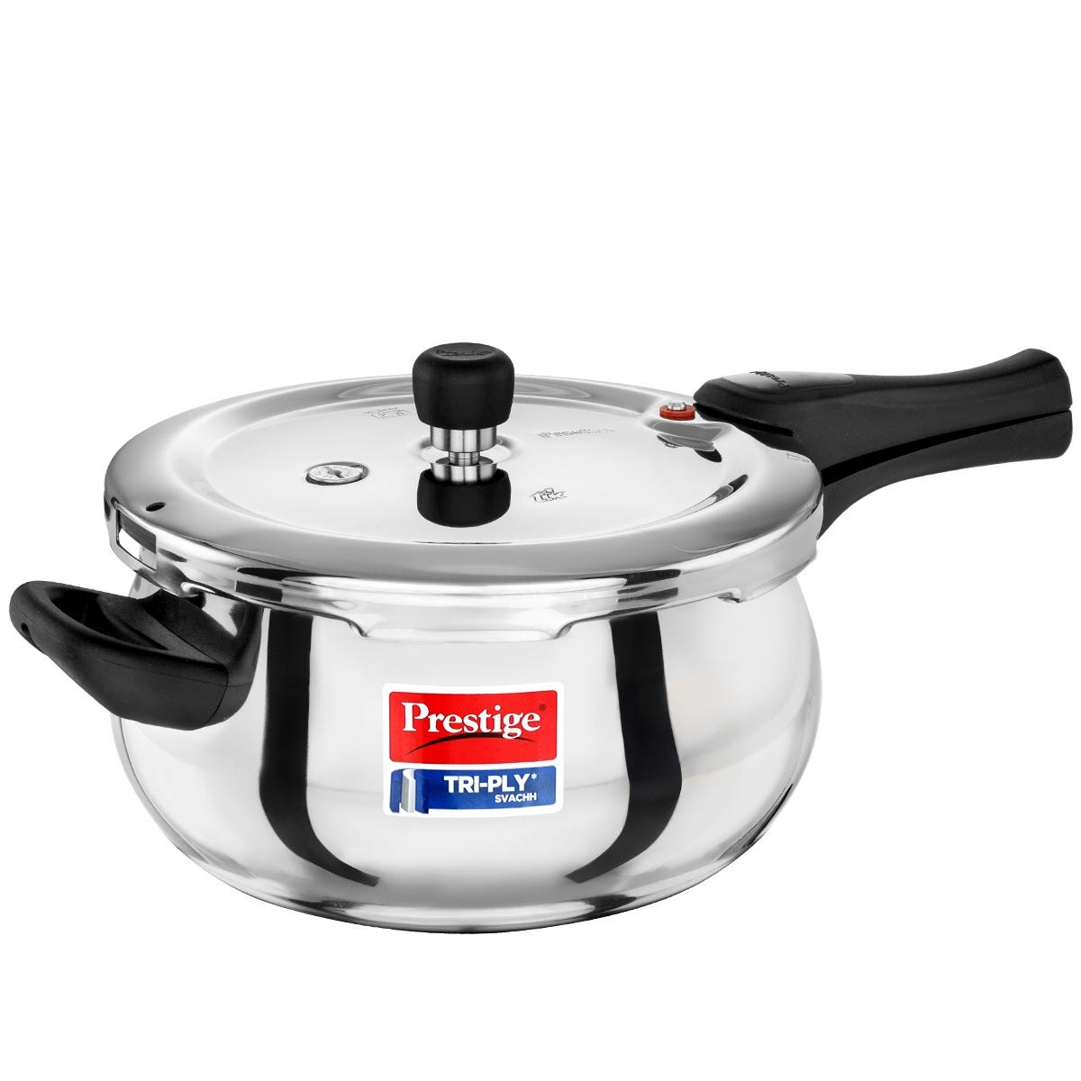 Prestige 5 Litre TRIPLY Svachh Outer Lid Handi Pressure Cooker, Deep Lid for Spillage Control, Gas & Induction Compatible + Prestige 24cm/1.7L Tri-Ply Stainless Steel Splendid Fry Pan, 15Y Warranty