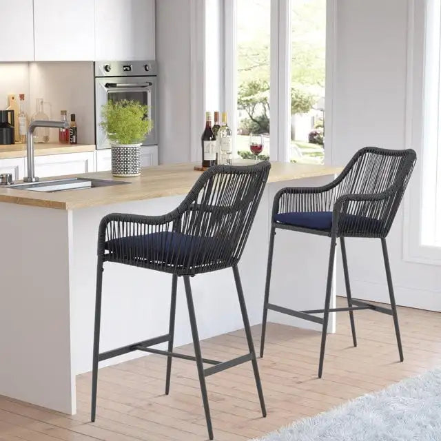 Feliciano Outdoor Patio Seating Set 2 Chairs Set Braided And Rope