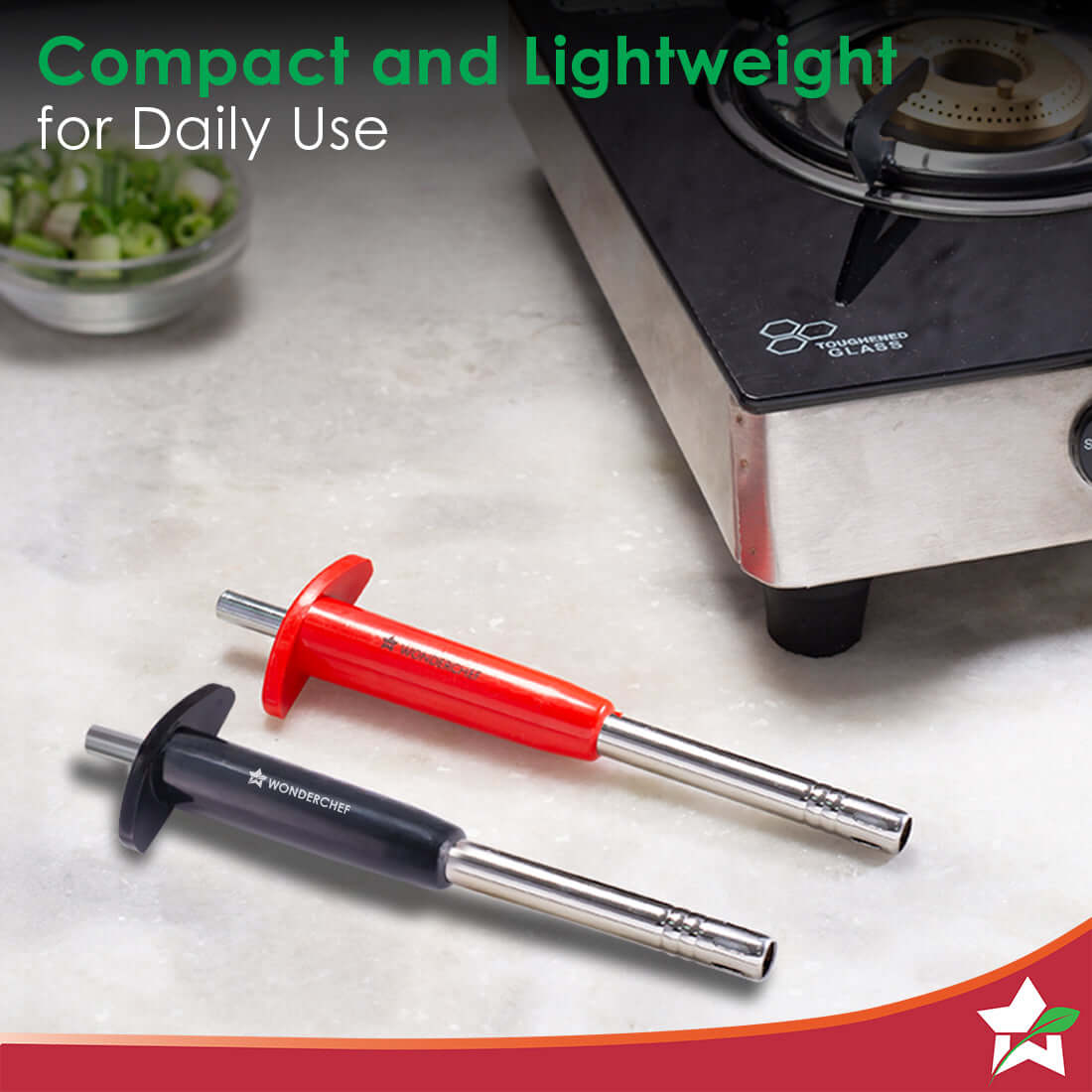 Wonderchef Premium Kitchen Gas Igniter/Lighter 2 Pcs, Stainless-steel, Use on Gas Stove at Home & Restaurant, Unbreakabl