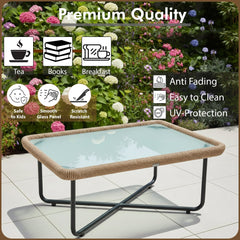 Pinon Outdoor Garden Balcony Sofa Set 2 Seater , 2 Single Seater 1 Center Table Set (Beige) Braided and Rope