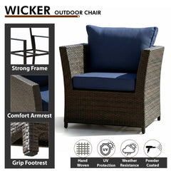 Nura Outdoor Garden Balcony Sofa Set  4 Seater, 2 seater,  2 Single Seater with 2 ottoman and 2 Center Table Set (Brown)