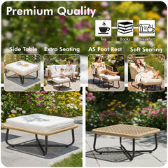 Kuub Outdoor Sofa Set 3 Seater, 2 Single seater,2 Ottoman(Tan)