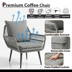 Zelda Outdoor Patio Seating Set 2 Chairs and 1 Table Set (Grey)