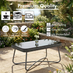 Castolo Outdoor Garden Balcony Sofa Set 3 Seater, 2 Single Seater 1 Ottoman and 1 Center Table Set Braid & Rope (Grey)