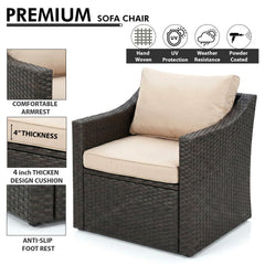 GRAVITO Outdoor Sofa Set 2 Seater, 2 Single seater and 1 Center Table (Brown)