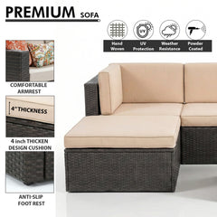 Ment Outdoor Sofa Set 4 Seater and 1 Center Table Set (Black)