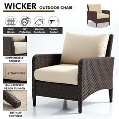 Eclore Outdoor Sofa Set  2 Single seater with 2 ottoman  (Brown)