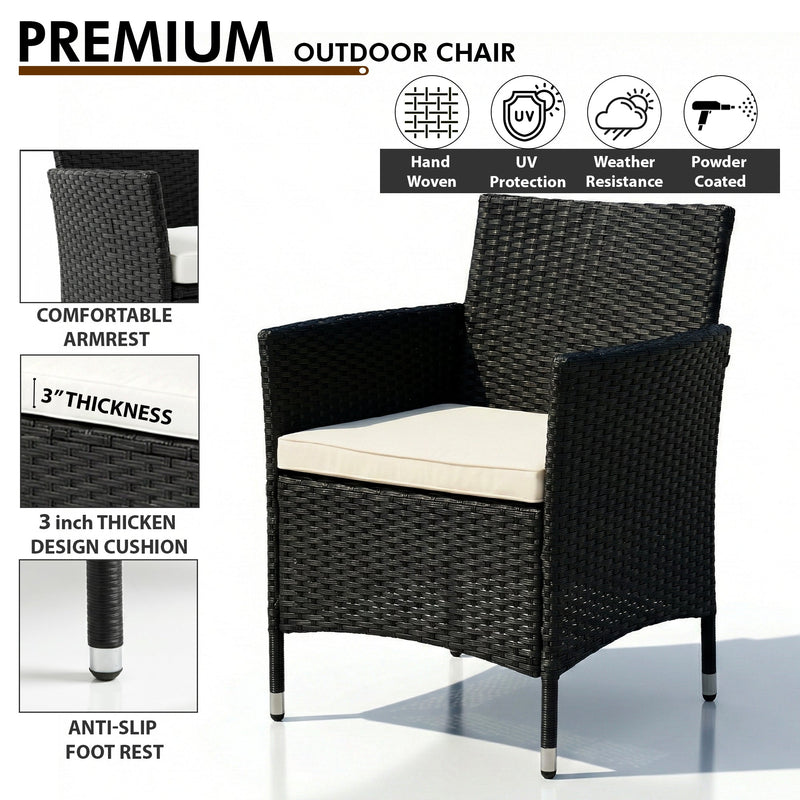 Unico Outdoor Sofa Set 2 Seater , 2 Single seater and 1 Center Table Set (Black)