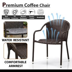 Bovina Outdoor Patio Seating Set 2 Chairs and 1 Table Set (Brown)