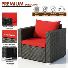 Olavarria Outdoor Sofa Set 2 Seater, 2 Single seater and 1 Center Table (Red)