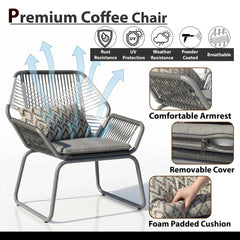 Crimson Outdoor Patio Seating Set 2 Chairs and 1 Table Set (White + Dark Grey)
