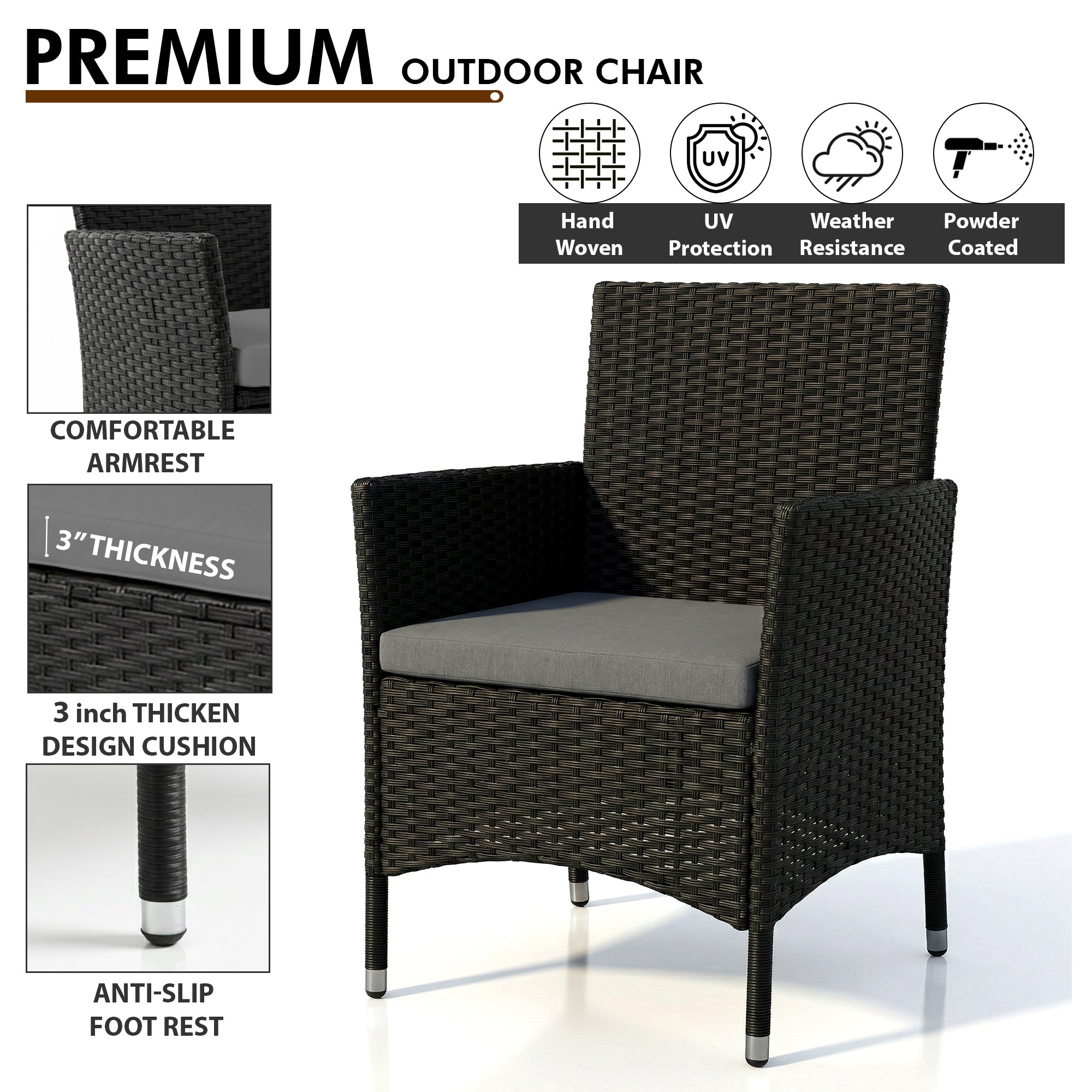 Elix Outdoor Sofa Set 2 Seater , 2 Single seater and 1 Center Table Set (Black)