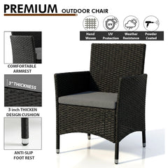 Elix Outdoor Sofa Set 2 Seater , 2 Single seater and 1 Center Table Set (Black)