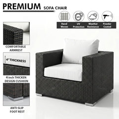 Cotta Outdoor Sofa Set 2 Single seater and 1 Ottoman (Brown + White)