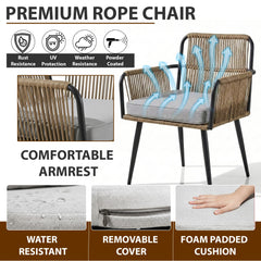 Susten Outdoor Patio Seating Set 2 Chairs and 1 Table Set (Tan) Braided & Rope