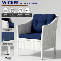 Karli Outdoor Sofa Set  2 Single seater with 2 ottoman and 1 Center Table (White)