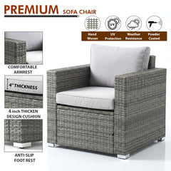 Roros Outdoor Sofa Set 2 Seater, 2 Single seater and 1 Center Table Set (Grey)