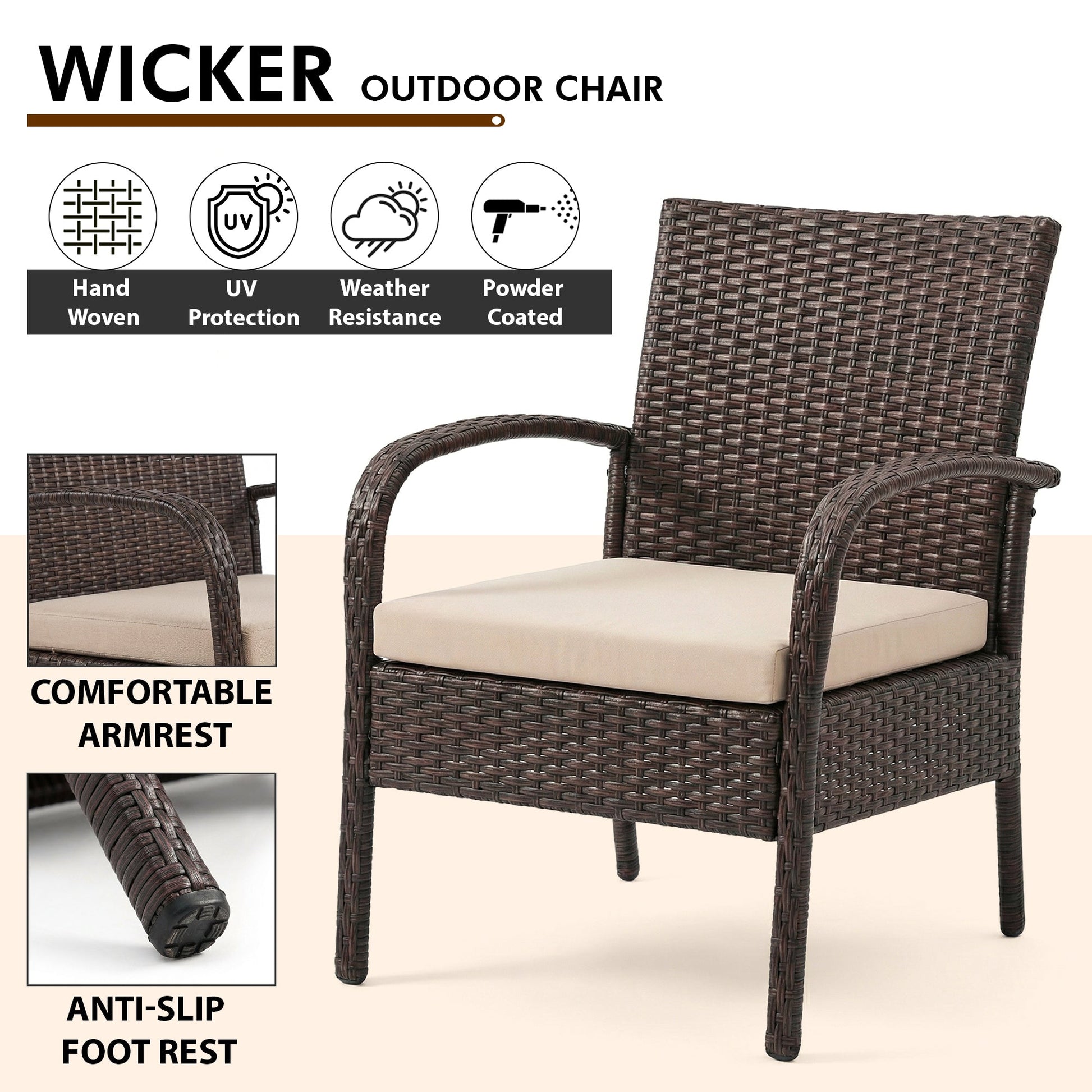 Bria Outdoor Sofa Set 2 Seater , 2 Single seater and 1 Center Table Set (Brown)