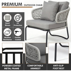 Velory Outdoor Sofa Set 3 Seater , 2 Single seater and 1 Center Table Set (Grey) Braided & Rope