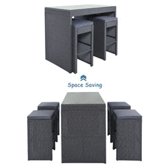 Espiritu Outdoor Bar Sets 4 Stools and 1 Table Patio Bar Set (Grey)