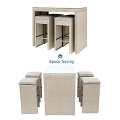 Elvan Outdoor Bar Sets 4 Stool and 1 Table Patio Bar Set (Cream)