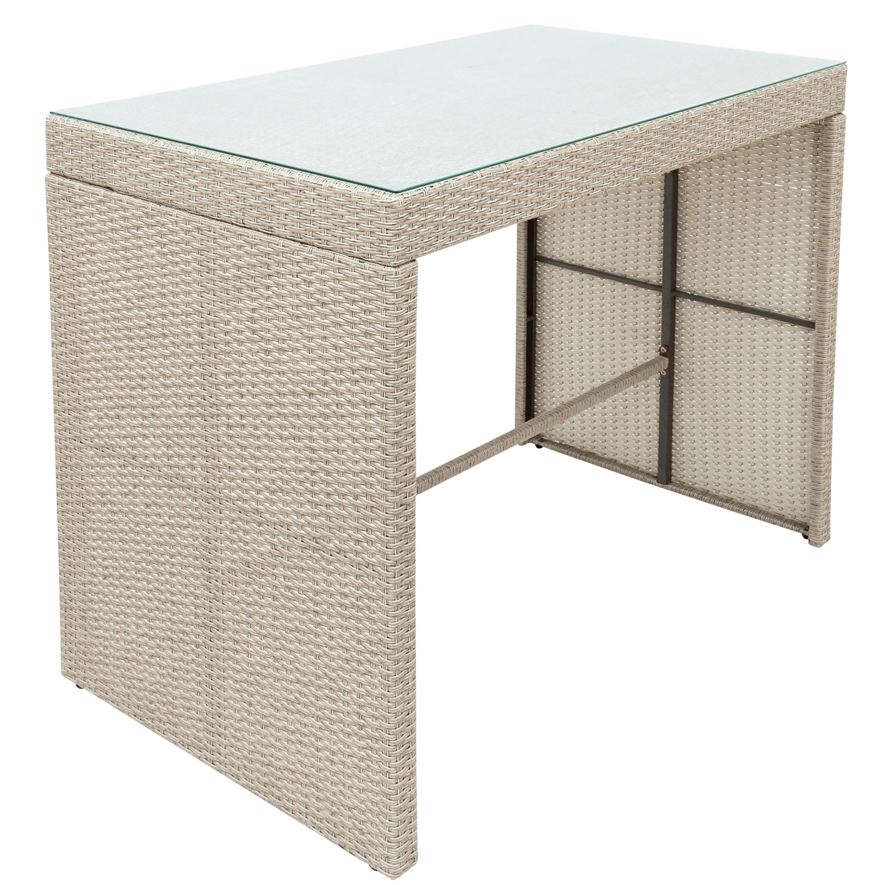 Elvan Outdoor Bar Sets 4 Stool and 1 Table Patio Bar Set (Cream)