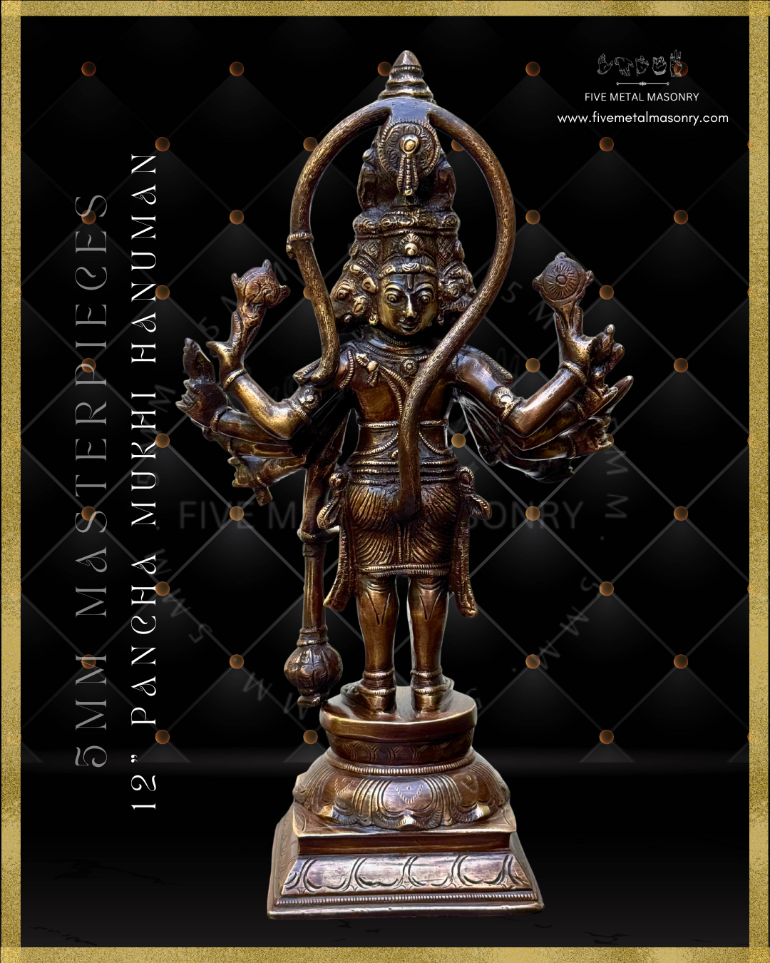 Pancha Mukhi Hanuman Panchaloha Bronze Icon - 12"-  Masterpieces Collection