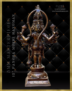 Pancha Mukhi Hanuman Panchaloha Bronze Icon - 12"-  Masterpieces Collection