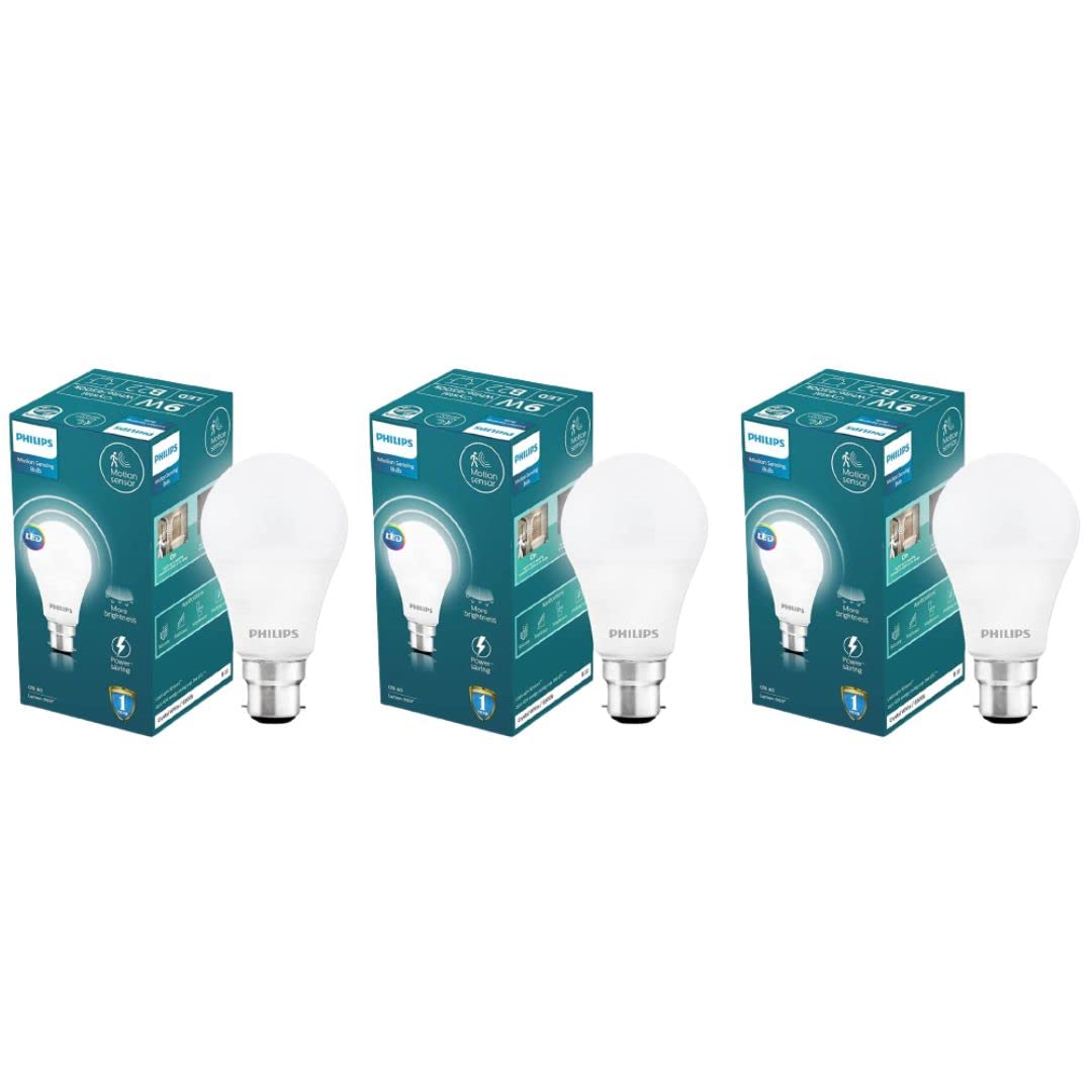 Philips Motion Sensor B22 LED Bulb (Pack of 3)