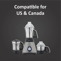 Preethi Steele 110V Mixer Grinder for Kitchen | 3 Jar, 550W Mixie| Perfect for Grinding | Silver/Black  - Only use in USA & Canada