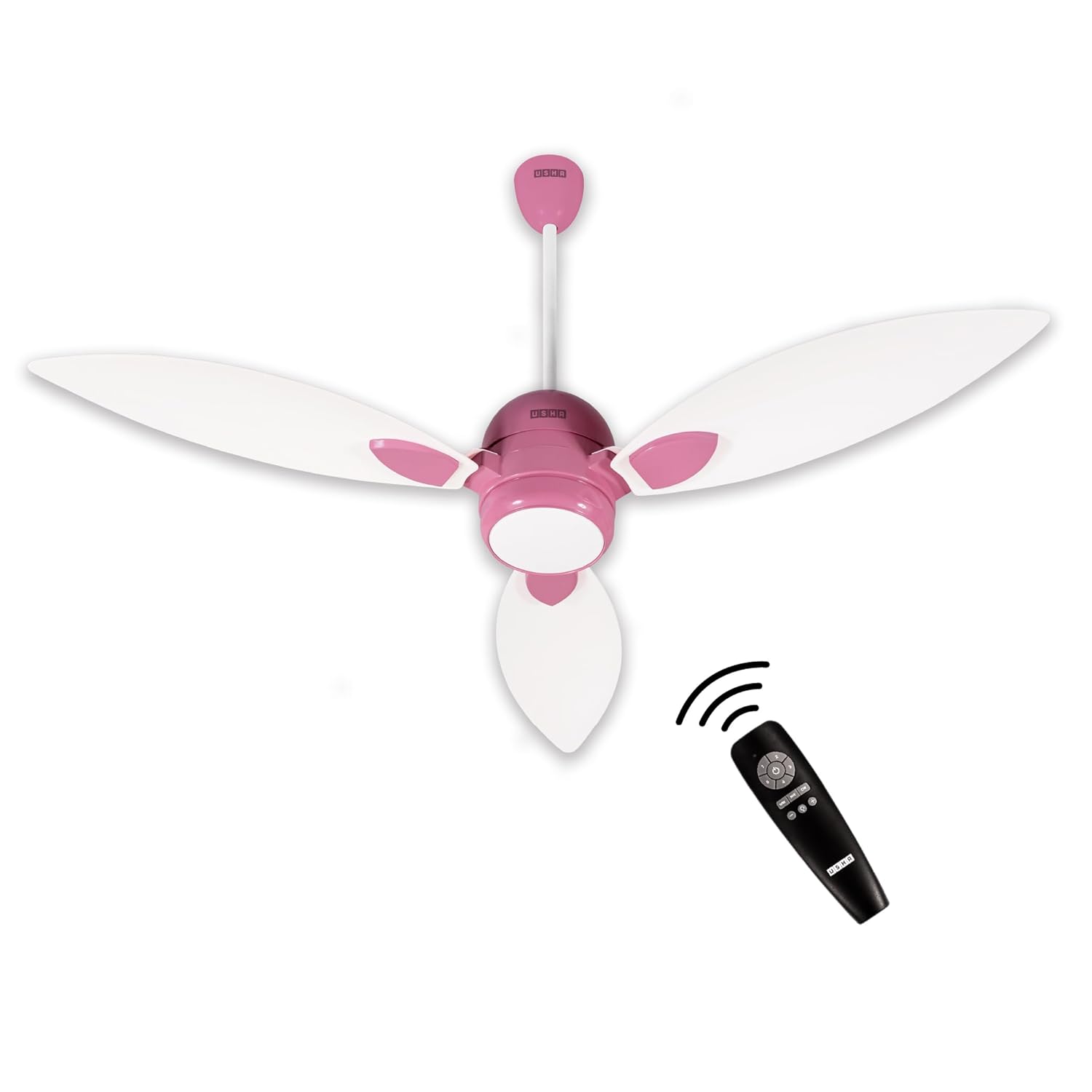 USHA New Bloom Series Sunspire Glow (Inspired by Sunflower) BLDC Ceiling Fan with Underlight with 3 Modes | RF Remote | Whisper-Quiet | Dust-Resistant (White & Light Pink)