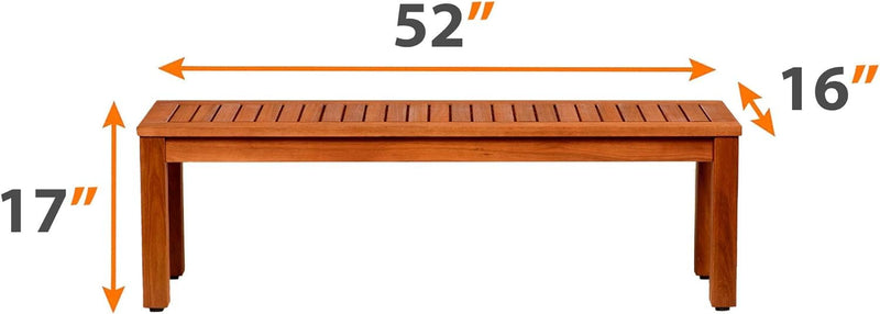 Backless Patio Bench for Living Room Sheesham Wood | Sitting Bench for Outdoor | Balcony 53" (Dark Teak Finish)