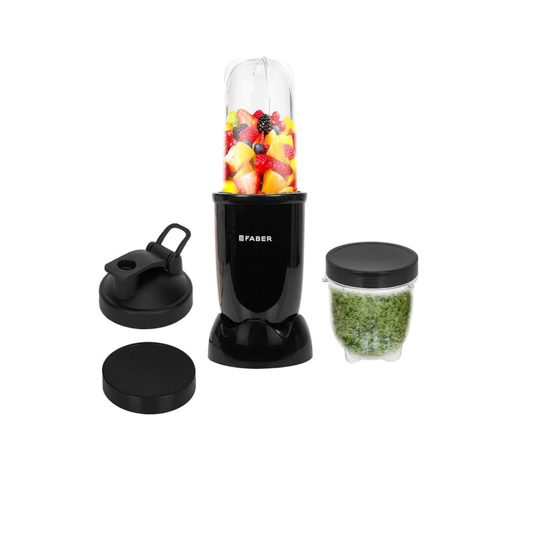 Faber Sportz 2-in-1 Nutrifit Nero Blender Mixer Grinder - 400W, 100% Copper Motor, Detachable SS Blade, 500ML & 300ML Ja