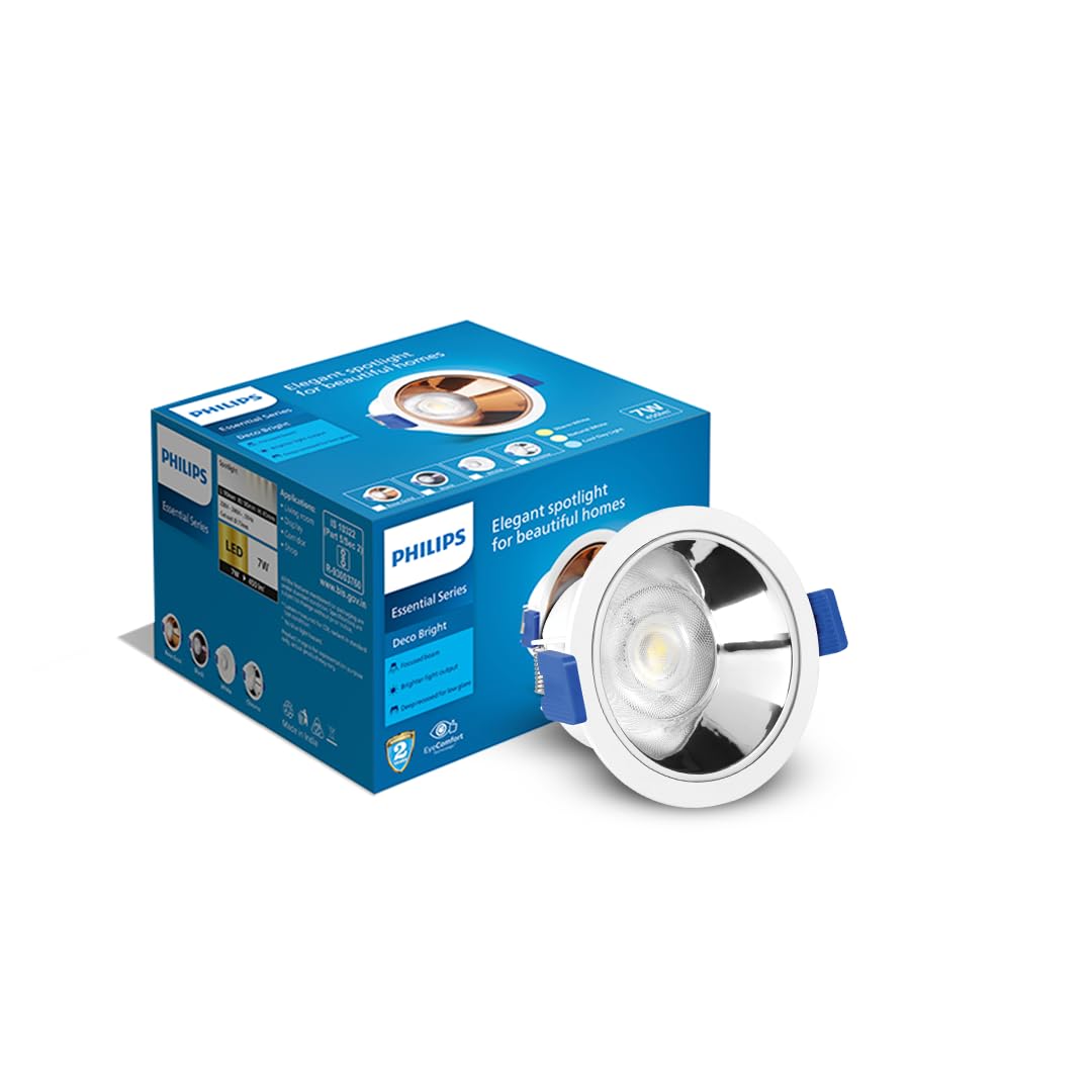 Philips 7 Watt Chrome Reflector LED Ceiling COB Round Spot Light with Focused Beam