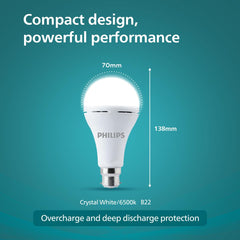 Philips 10W B22D LED Emergency Inverter Bulb (Cool Day Light/Crystal White, Pack of 1)